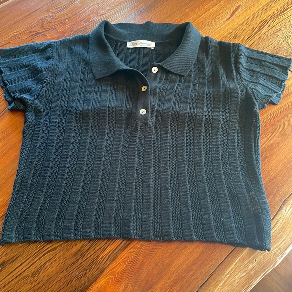 Heavy Manners Black Something Special Knit 🧶 Polo. Black in size Large